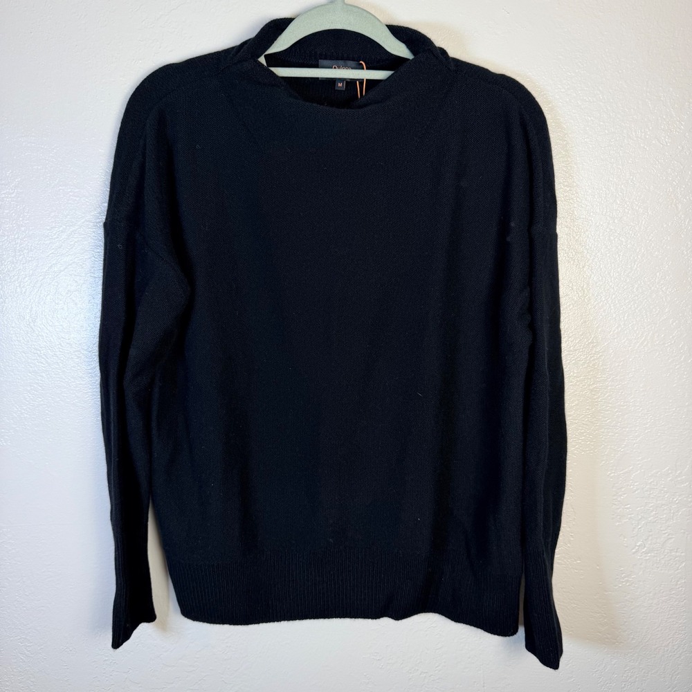 New Quince Womens M Mongolian Cashmere Funnel Neck Sweater Black Quiet Luxury